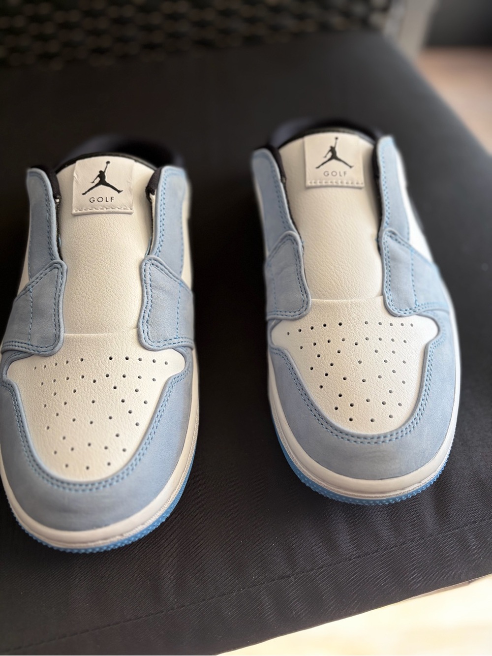 Nike Air Jordan 1 Golf Slip-On Sneakers in Light Blue & White